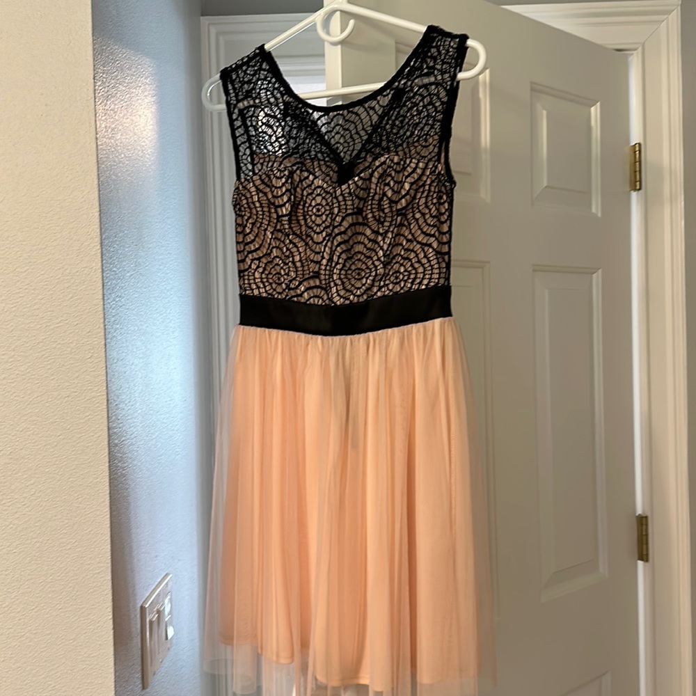 Peach and black cocktail dress size small